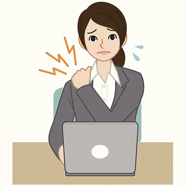 Vector illustration of Business woman with a stiff neck