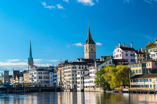 istock Limmat river and famous Zurich churches 453382873