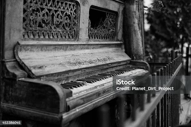 Old Piano In Black And White On Hp5 Film Nikon Stock Photo - Download Image Now - Antique, Black And White, Camera Film