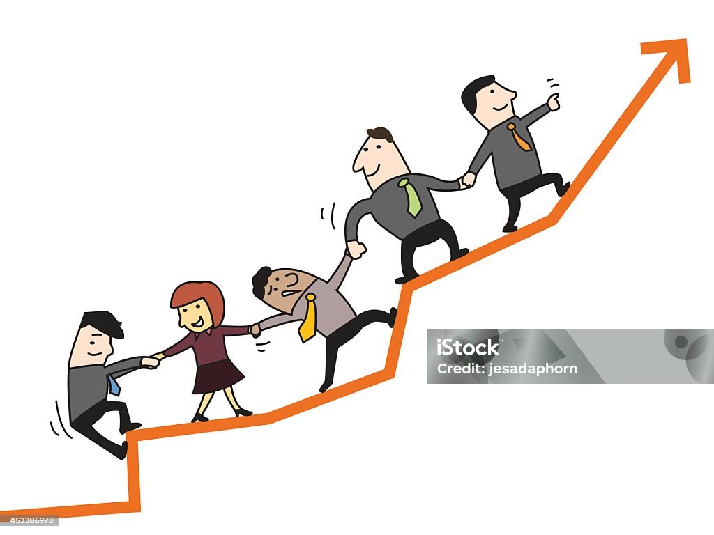 Illustration Cartoon Concept Teamwork Leads To Success Stock Illustration -  Download Image Now - iStock