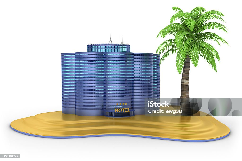 Hotel e a praia - Foto de stock de Areia royalty-free