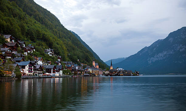 istock Night view of Hallstatt village 453405751