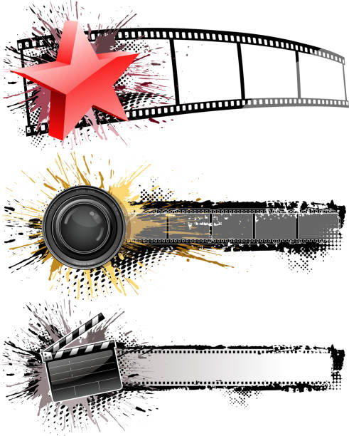 киноиндустрия баннер - film reel photography dirty film industry stock illustrations