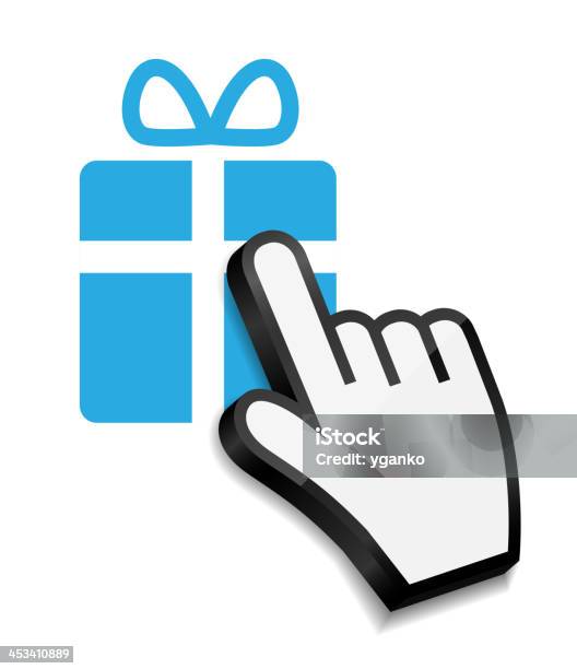 Mouse Hand Cursor On Gift Vector Illustration Stock Illustration - Download Image Now - Animal Markings, Anniversary, Assistance