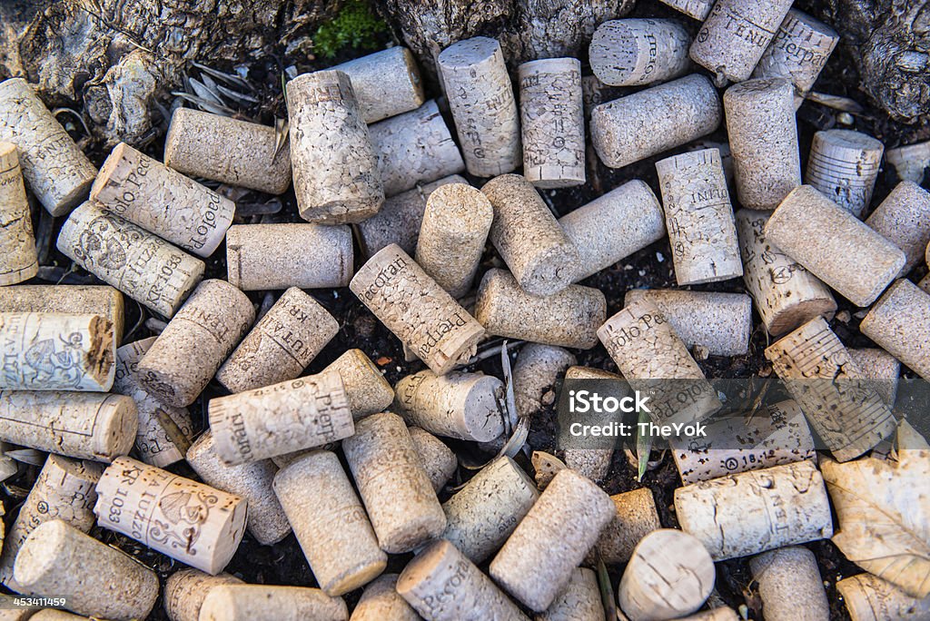Retro style wine cork background Aging Process Stock Photo