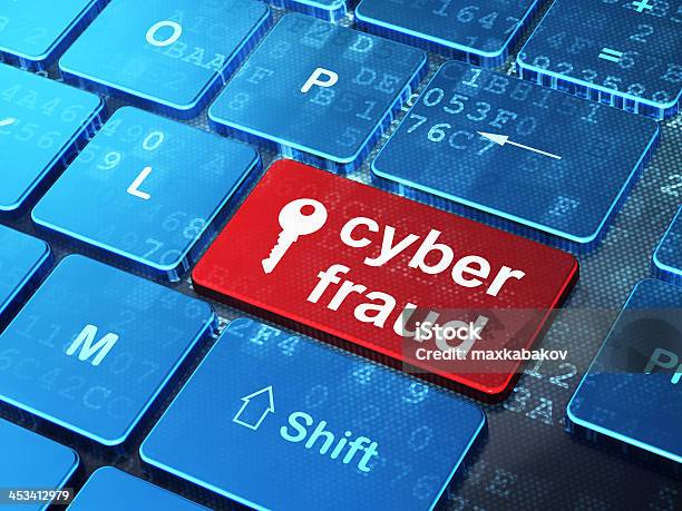 Protection Concept Key And Cyber Fraud On Computer Background Stock Photo - Download Image Now