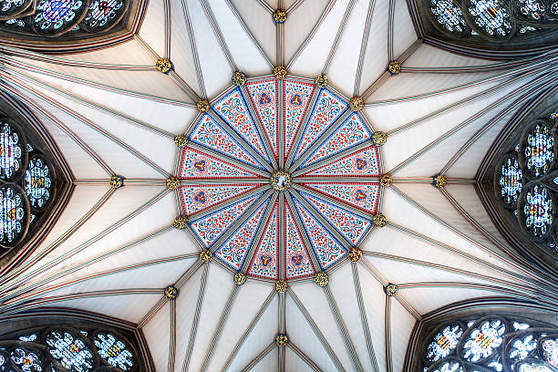 yorkminster capitolo house soffitto - cattedrale di york foto e immagini stock