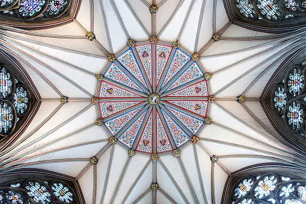The ceiling of the Yorkminster Chapter House dating from the 1270's