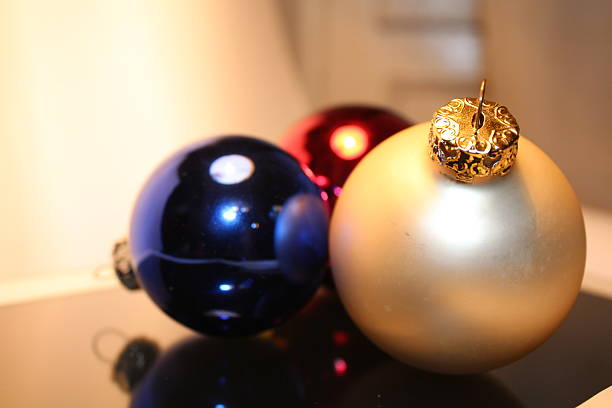 istock Christmas beige, blue,red decorative balls 453414149