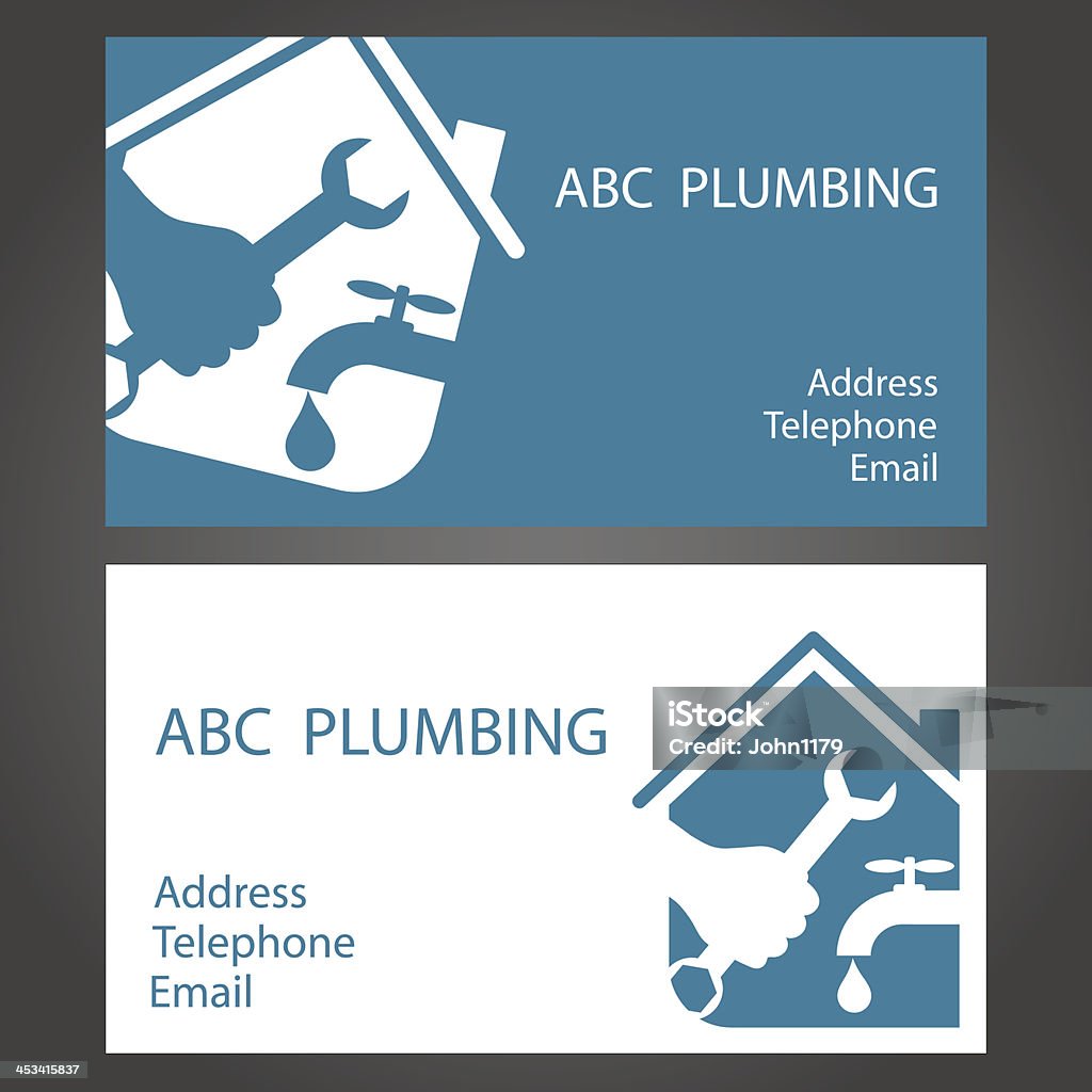 design business cards for plumbers design business cards for plumbing and working Business Card stock vector