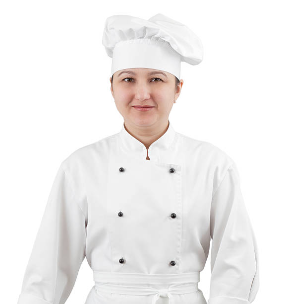 istock Woman chef in uniform isolated on white background. 453421619