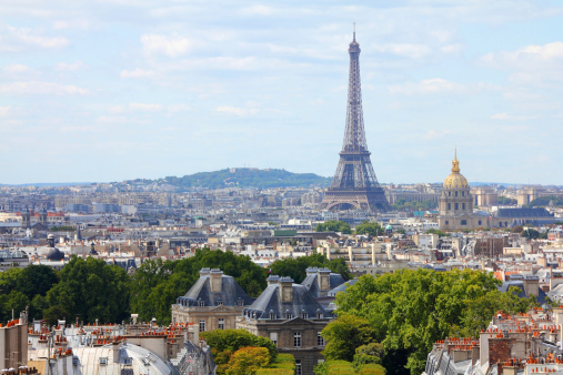 Paris, France - cityscape view with Eiffel Tower. UNESCO World Heritage Site.