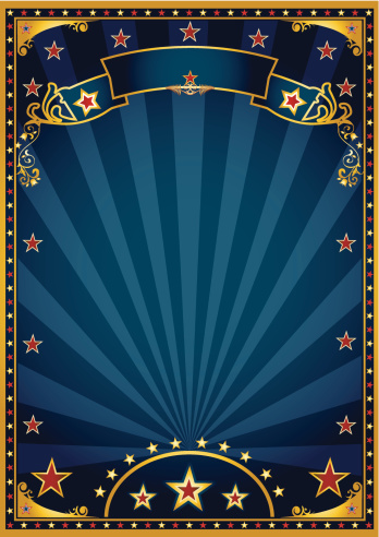 A retro blue background for a poster with sunbeams