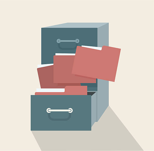 Vector illustration of metal filling cabinet Illustrated concept of database organizing and maintaining. EPS 8. Hi-res jpeg file included. filing cabinet stock illustrations