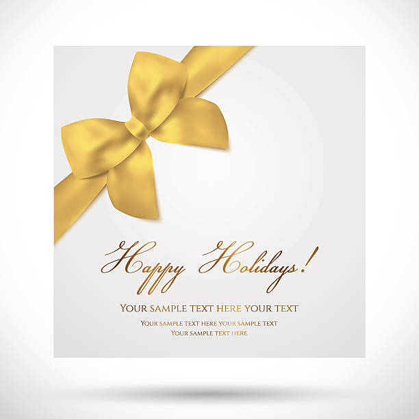 ホリデーシーズン（クリスマス/誕生日ギフト/グリーティングカードテンプレートにゴールドのリボン - envelope invitation greeting card blank点のイラスト素材／クリップアート素材／マンガ素材／アイコン素材
