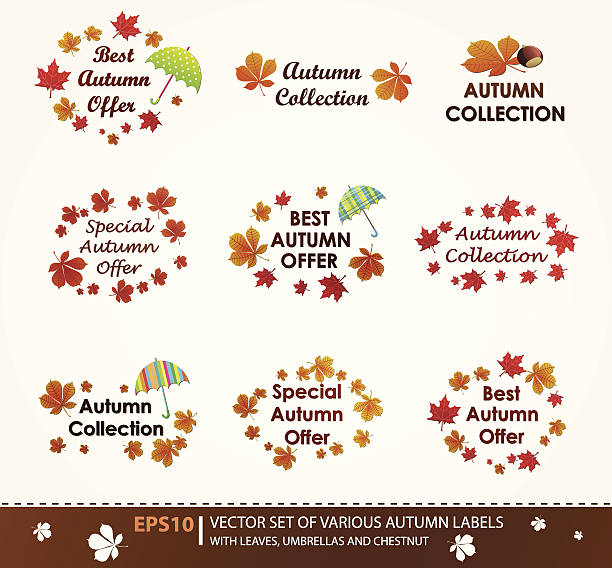 illustrations, cliparts, dessins animés et icônes de étiquettes d'automne - september wind november chestnut