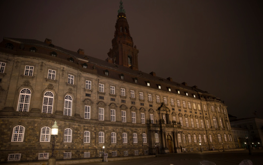 The Danish parliament - Christiansborg - at night