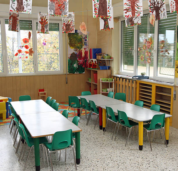 istock nursery with drawings of children 453426207