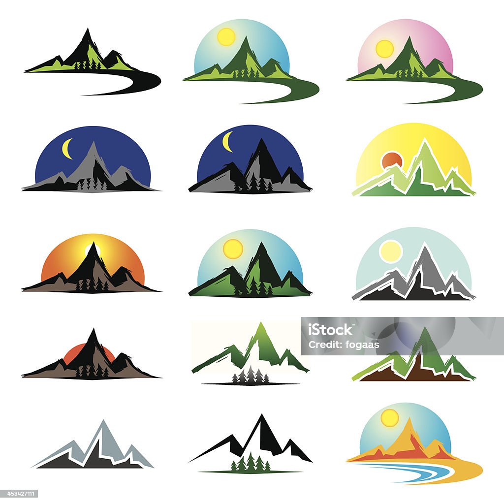 산 아이콘크기 클립아트 설정 - 로열티 프리 0명 벡터 아트