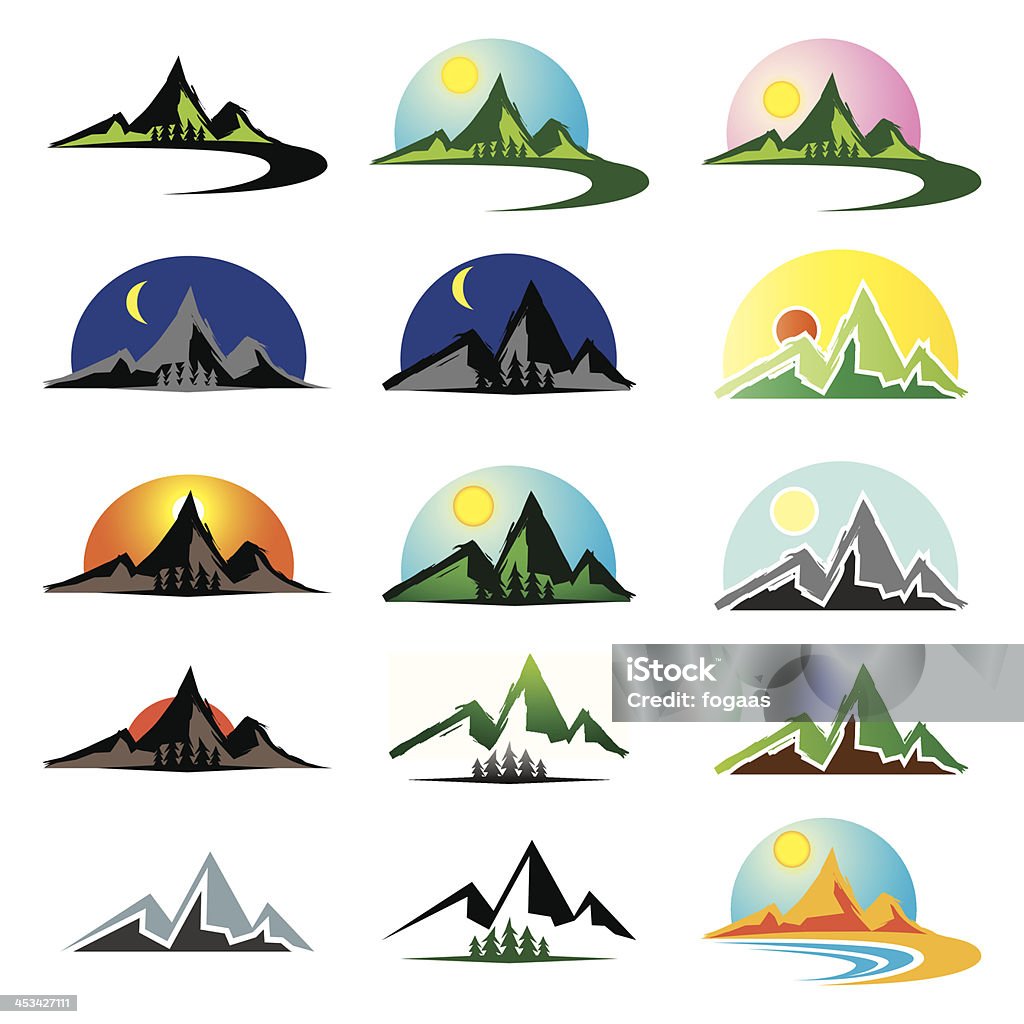 Гора иконка клипарт набор - Векторная графика Баннер - знак роялти-фри