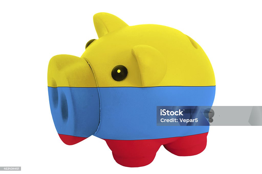 piggy bank dans les couleurs du drapeau national de Colombie - Photo de Activité bancaire libre de droits