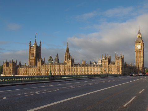 Westminster bridge panorama view in London UK