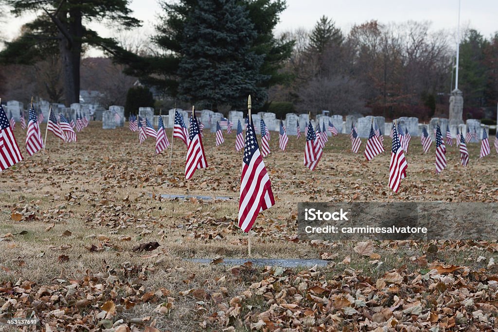 remembrance The "American Flag" at a tombstone of a Veteran American Flag Stock Photo