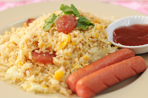 istock Fried rice with Chinese sausages 453440973