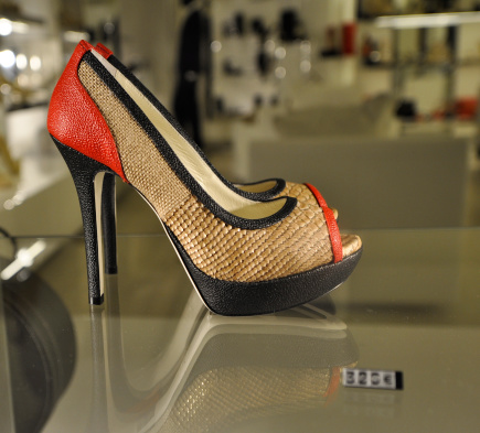 Window shopping luxury fashion shoes