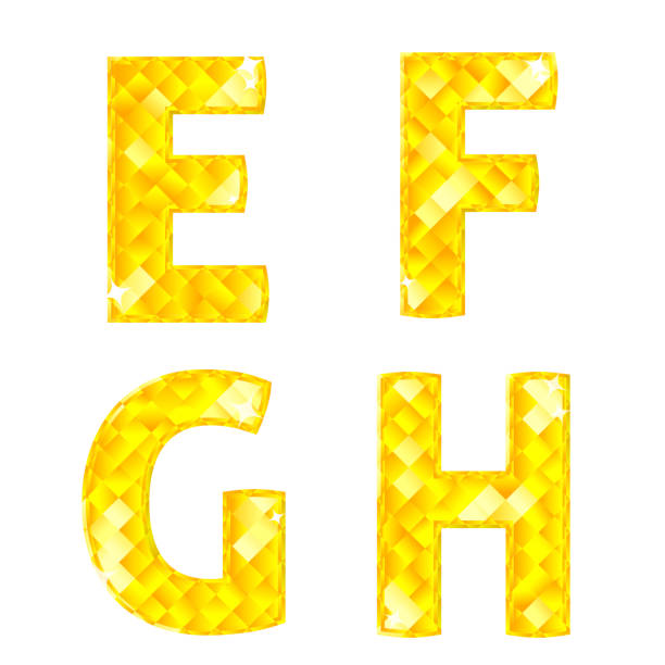 diament litery e, f, g, h - letter h text diamond alphabet stock illustrations