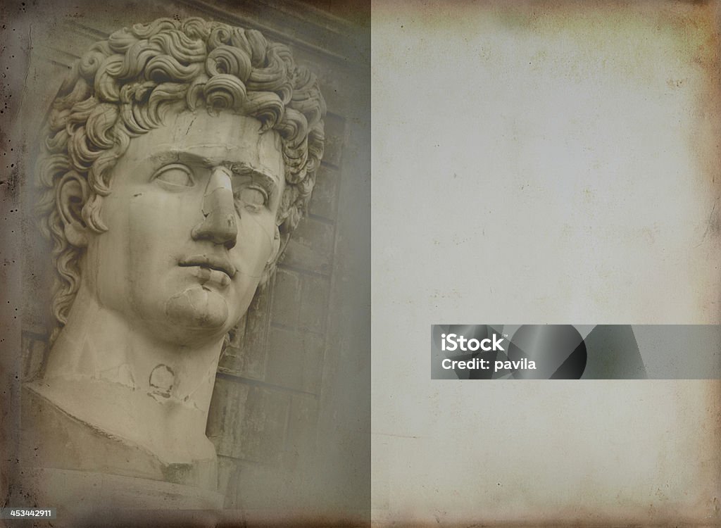 Vecchia carta con scultura romano - Foto stock royalty-free di Ambientazione esterna