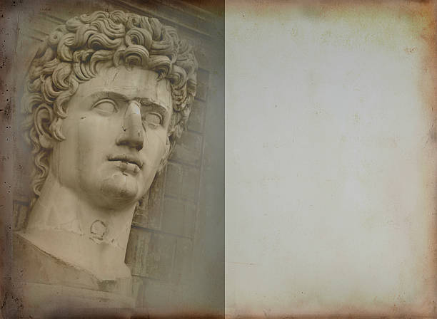 istock Old paper with roman sculpture 453442911