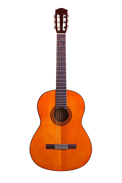 istock Wooden acoustic guitar on a white background 453447425