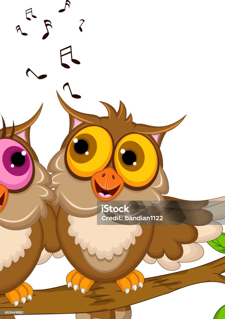 couple owl cartoon singing vector illustration of couple owl cartoon singing Aggression stock vector