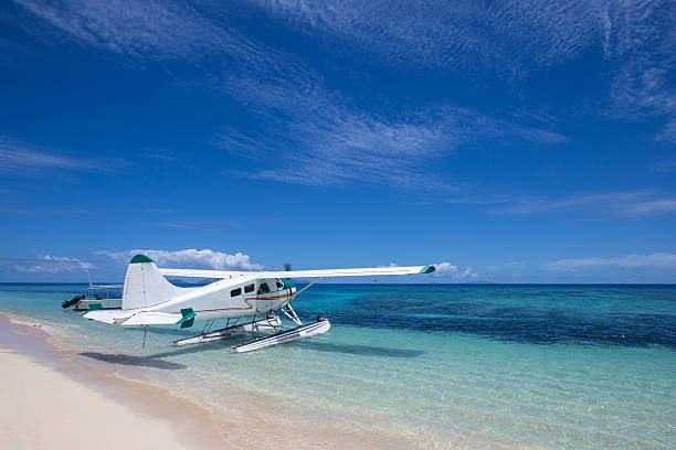 Tropical Island Seaplane stock photo