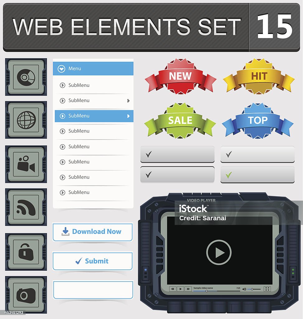 Web Design Essential Element Web Design Elements Set Stock Illustration - Download Image Now ...