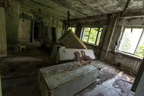 istock Derelict internal area of a building (Pripyat/Chernobyl) 453451377
