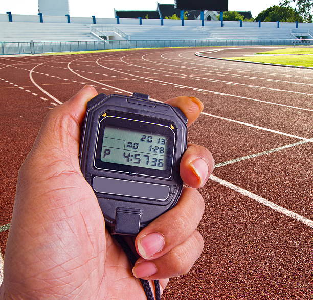 istock stopwatch in athletics field 453452647