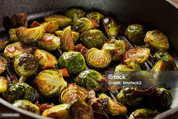 Homemade Grilled Brussel Sprouts Stock Photo - Download Image Now - Bacon, Brussels Sprout, Cabbage