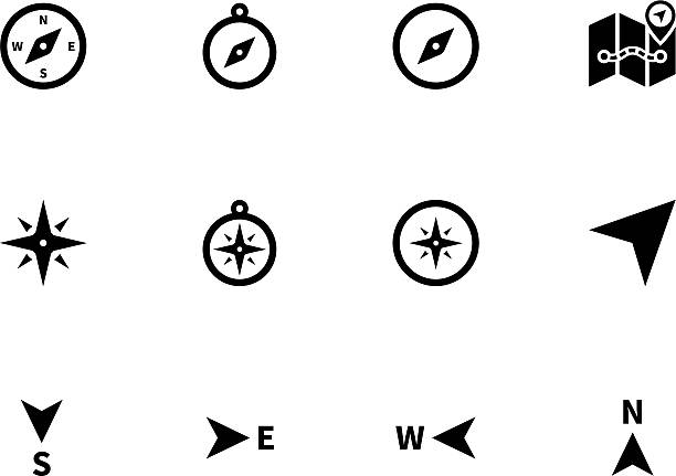 компас значок - compass stock illustrations