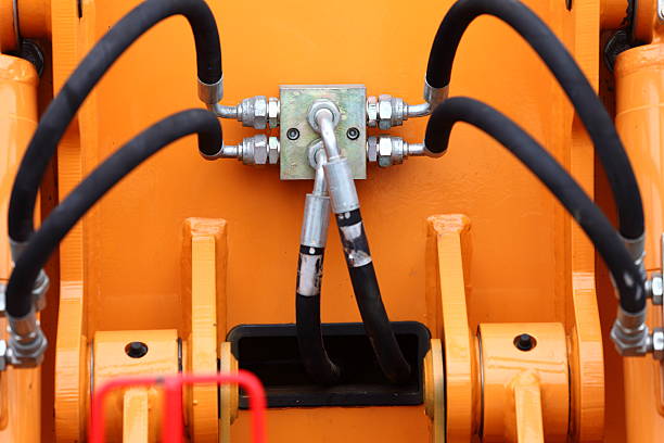 istock Multiple Black Hydraulic Hoses on an Excavator 453457717