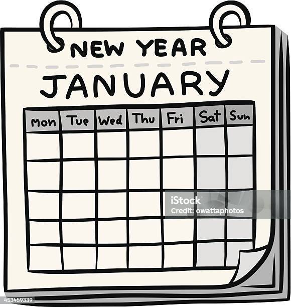 Calendar Of New Year Cartoon Stock Illustration - Download Image Now