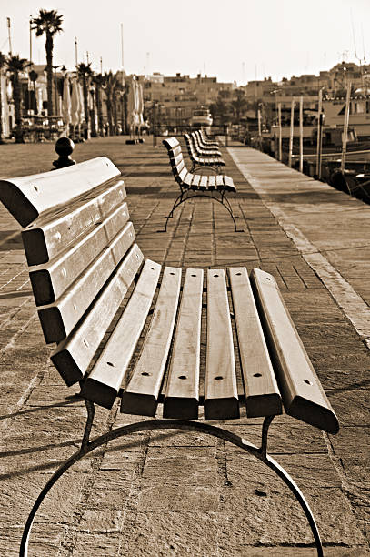 istock bench on promenade at sunrise 453461423
