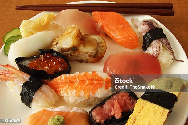 Japanese Sushi Stock Photo - Download Image Now - Animal Shell, Asia, Black Color