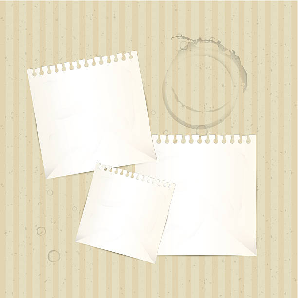 Paper Sheets on Cardboard Paper Sheets on Cardboard with Stains, Dirt crumbled piles of paper desk stock illustrations