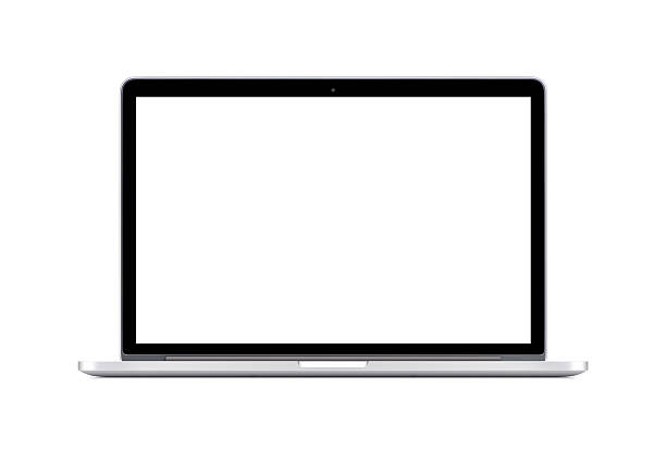 direkt vorderansicht eines modernen laptop mit weißer bildschirm - netbook stock-fotos und bilder