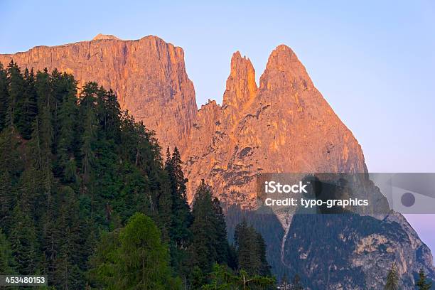 Schlern Massif Santner Spitze Stock Photo - Download Image Now - Alto Adige - Italy, Blue, Clear Sky