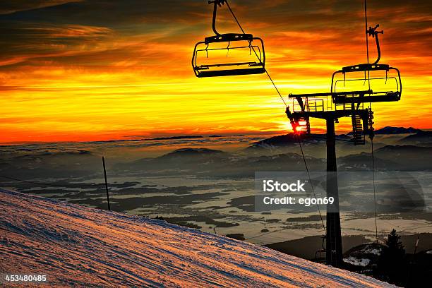 Chair Lift Stock Photo - Download Image Now - Cold Temperature, Dark, Dusk