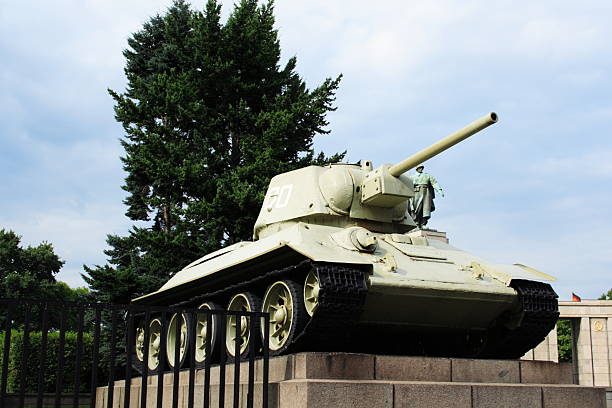 monument to the Soviet victory in the second world war the tank is installed in ukraine the photo was taken on a black and white retro film