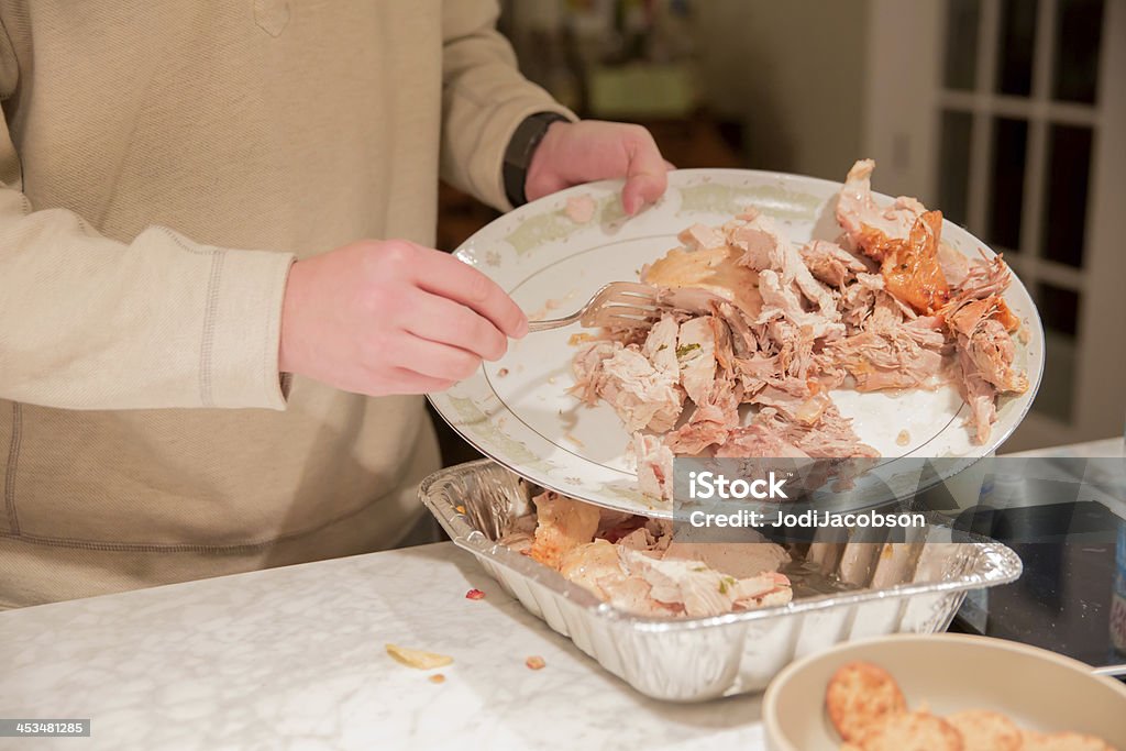 Turkey Leftovers after Thanksgiving dinner Leftover food from a big Thanksgiving dinner Leftovers Stock Photo